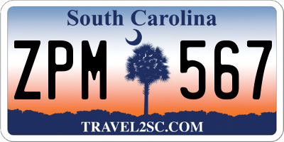 SC license plate ZPM567