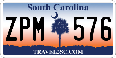 SC license plate ZPM576