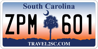 SC license plate ZPM601