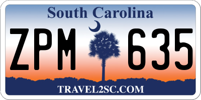 SC license plate ZPM635