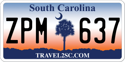SC license plate ZPM637