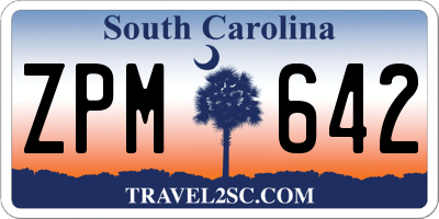 SC license plate ZPM642