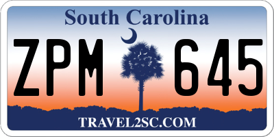 SC license plate ZPM645