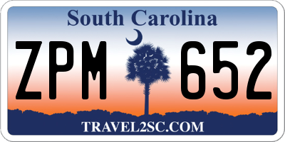 SC license plate ZPM652