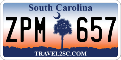 SC license plate ZPM657