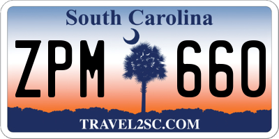 SC license plate ZPM660