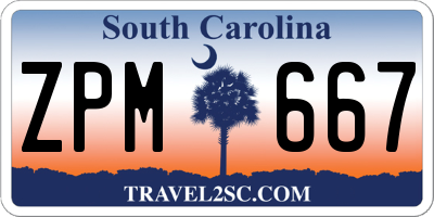 SC license plate ZPM667