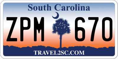 SC license plate ZPM670
