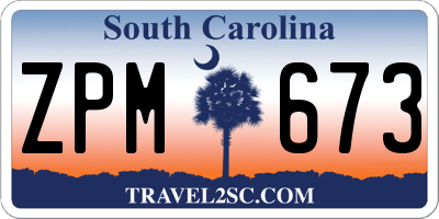 SC license plate ZPM673