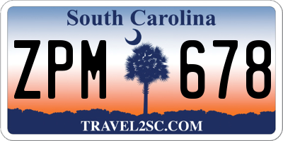 SC license plate ZPM678