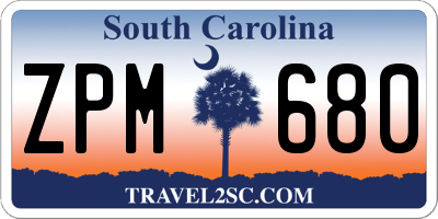 SC license plate ZPM680