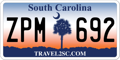 SC license plate ZPM692