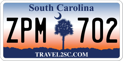 SC license plate ZPM702