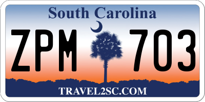 SC license plate ZPM703