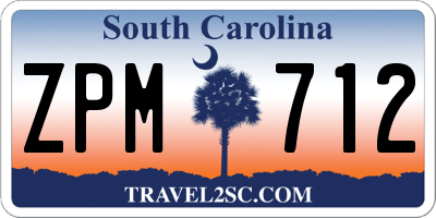 SC license plate ZPM712