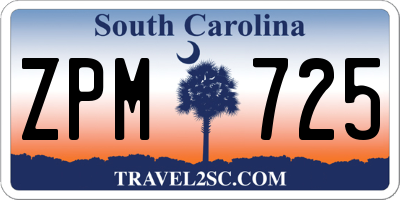 SC license plate ZPM725