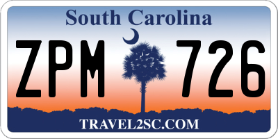 SC license plate ZPM726