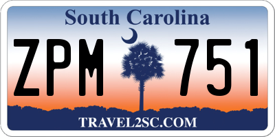 SC license plate ZPM751