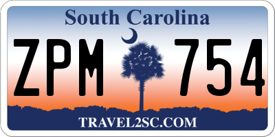 SC license plate ZPM754