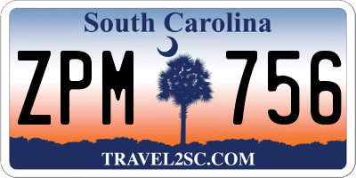 SC license plate ZPM756