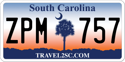 SC license plate ZPM757