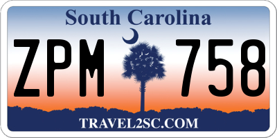 SC license plate ZPM758