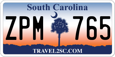 SC license plate ZPM765