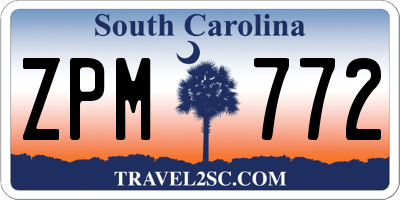 SC license plate ZPM772