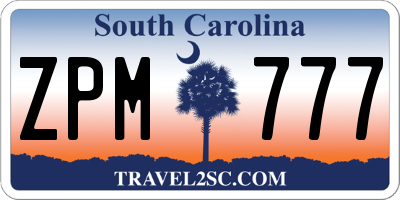 SC license plate ZPM777
