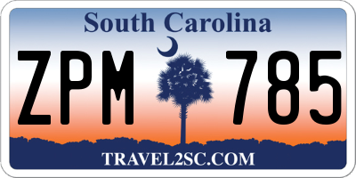 SC license plate ZPM785