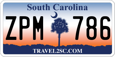 SC license plate ZPM786