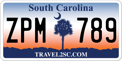 SC license plate ZPM789