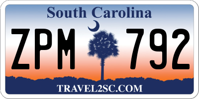 SC license plate ZPM792