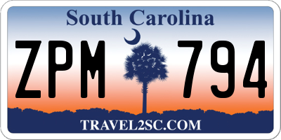 SC license plate ZPM794