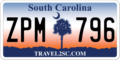 SC license plate ZPM796