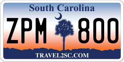 SC license plate ZPM800