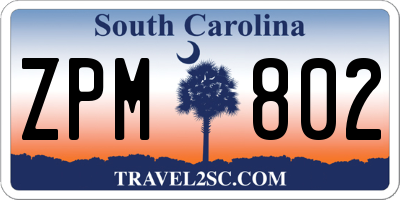 SC license plate ZPM802