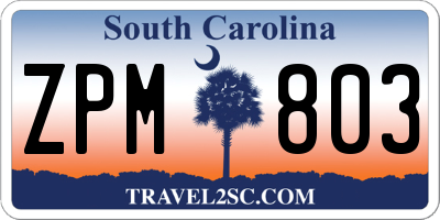 SC license plate ZPM803