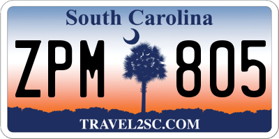 SC license plate ZPM805
