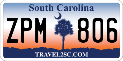 SC license plate ZPM806