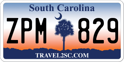 SC license plate ZPM829