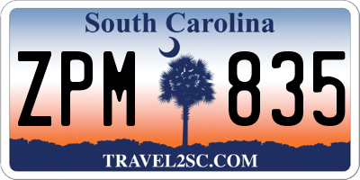SC license plate ZPM835