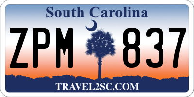 SC license plate ZPM837
