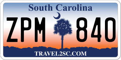 SC license plate ZPM840