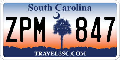 SC license plate ZPM847