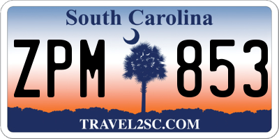 SC license plate ZPM853
