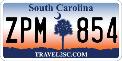 SC license plate ZPM854