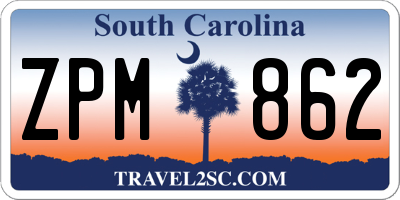 SC license plate ZPM862