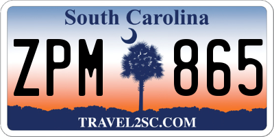 SC license plate ZPM865