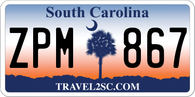 SC license plate ZPM867